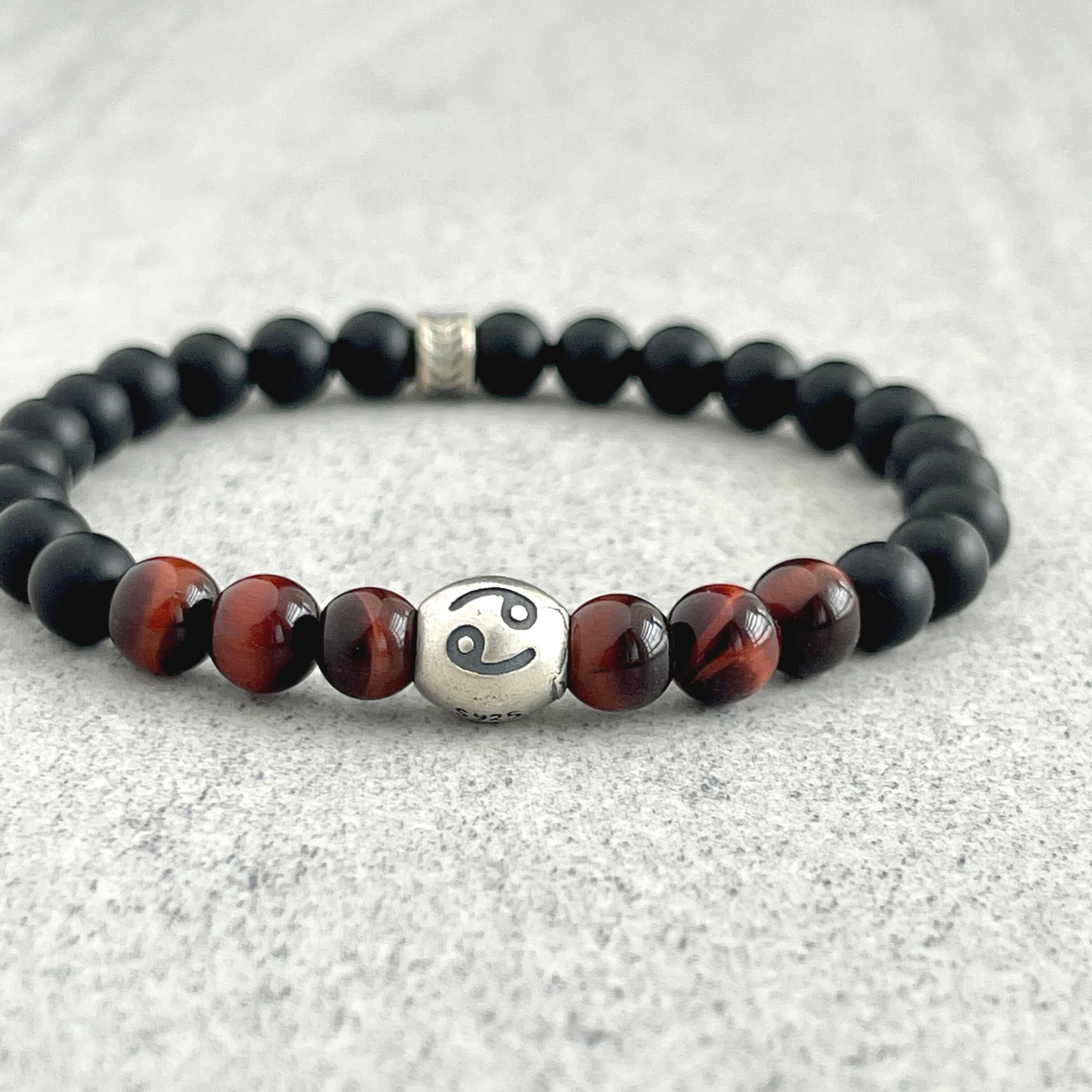 Matte Onyx & Red Tiger Eye Zodiac Bracelet