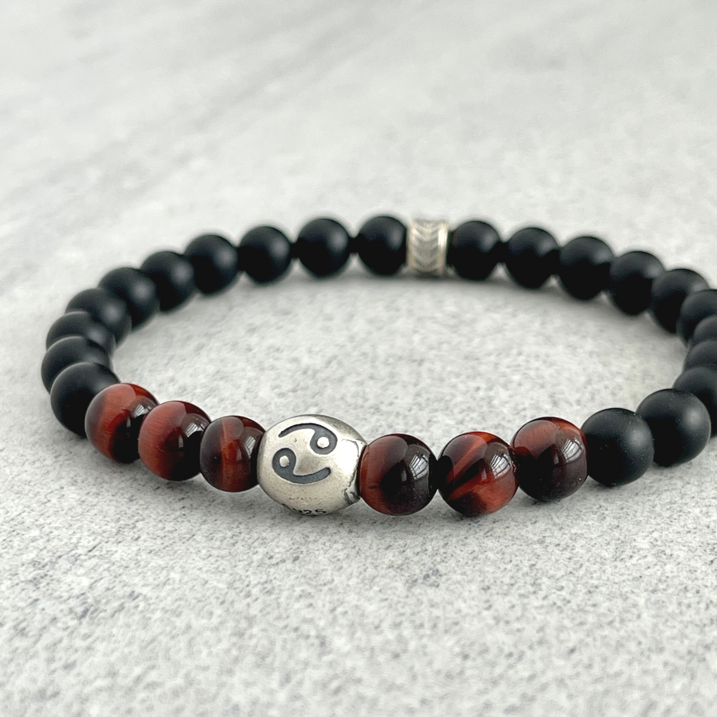 Matte Onyx & Red Tiger Eye Zodiac Bracelet