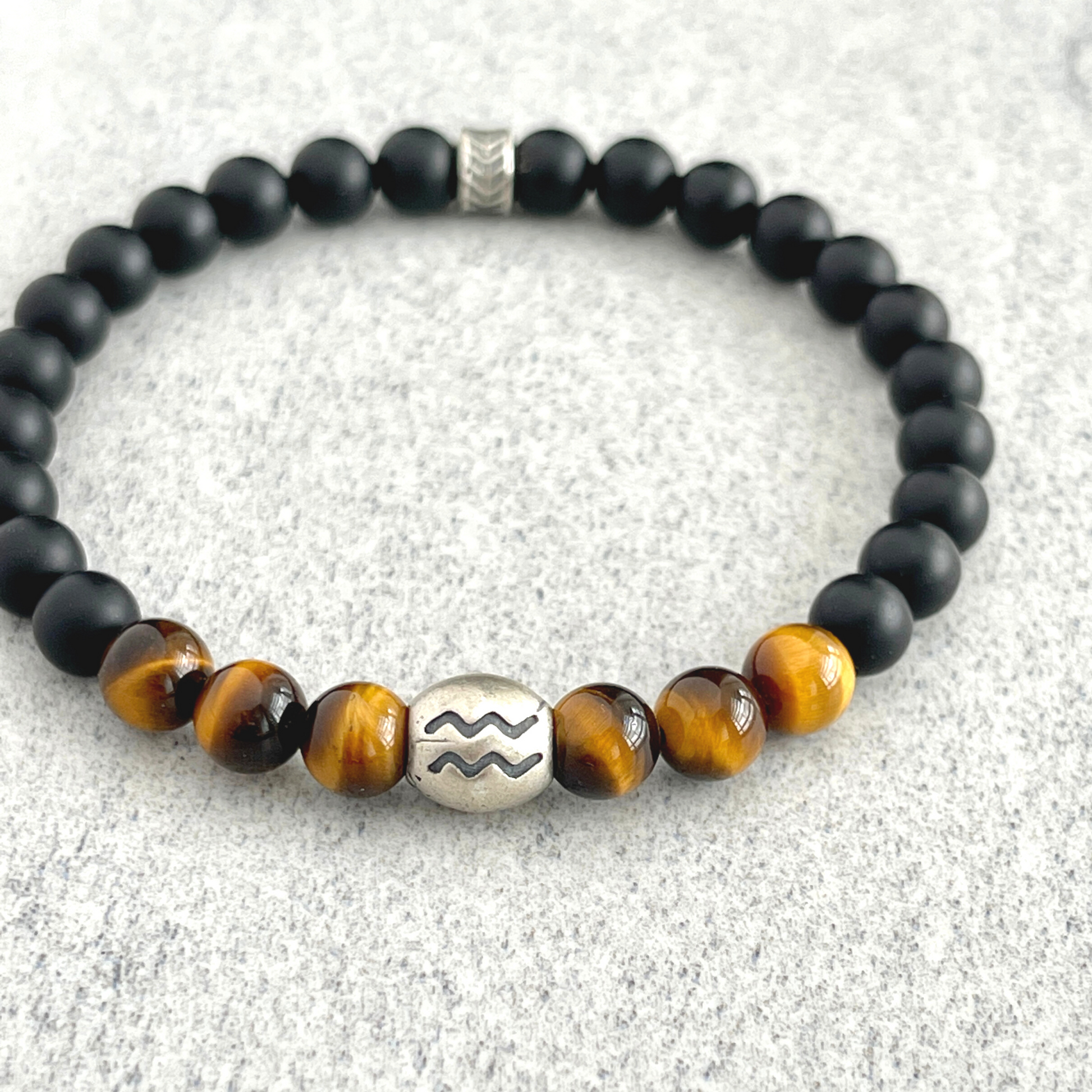 matte onyx and yellow tiger eye zodiac beaded bracelet for men