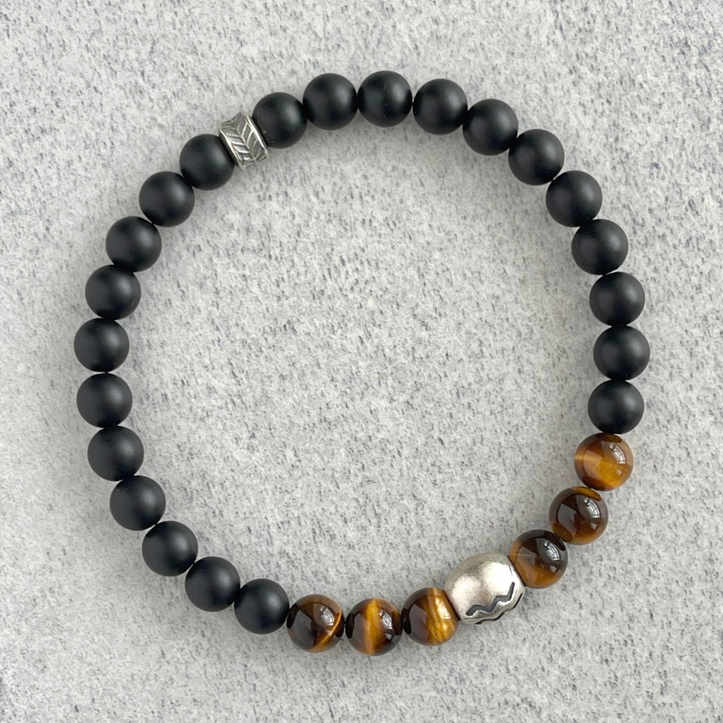 Matte Onyx & Yellow Tiger Eye Zodiac Bracelet