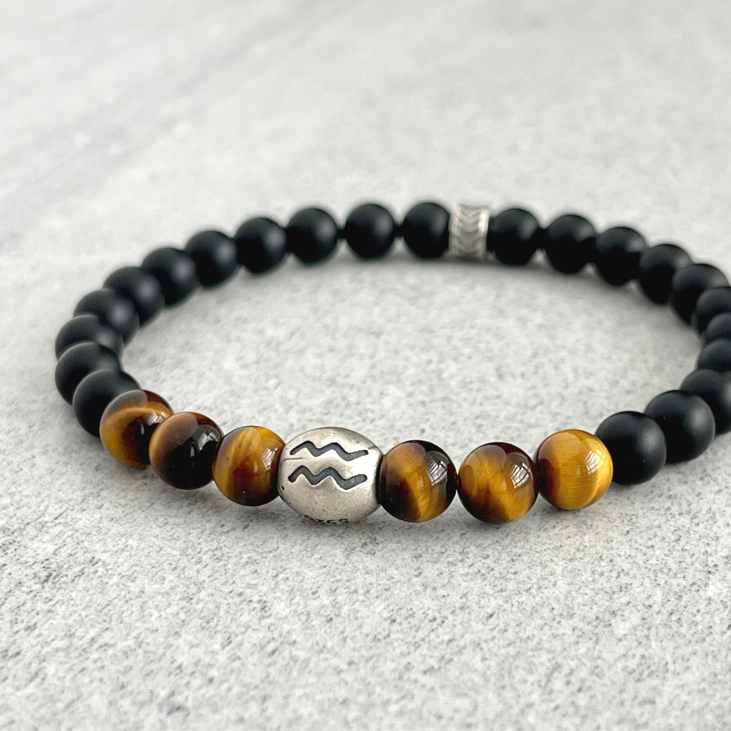 Matte Onyx & Yellow Tiger Eye Zodiac Bracelet