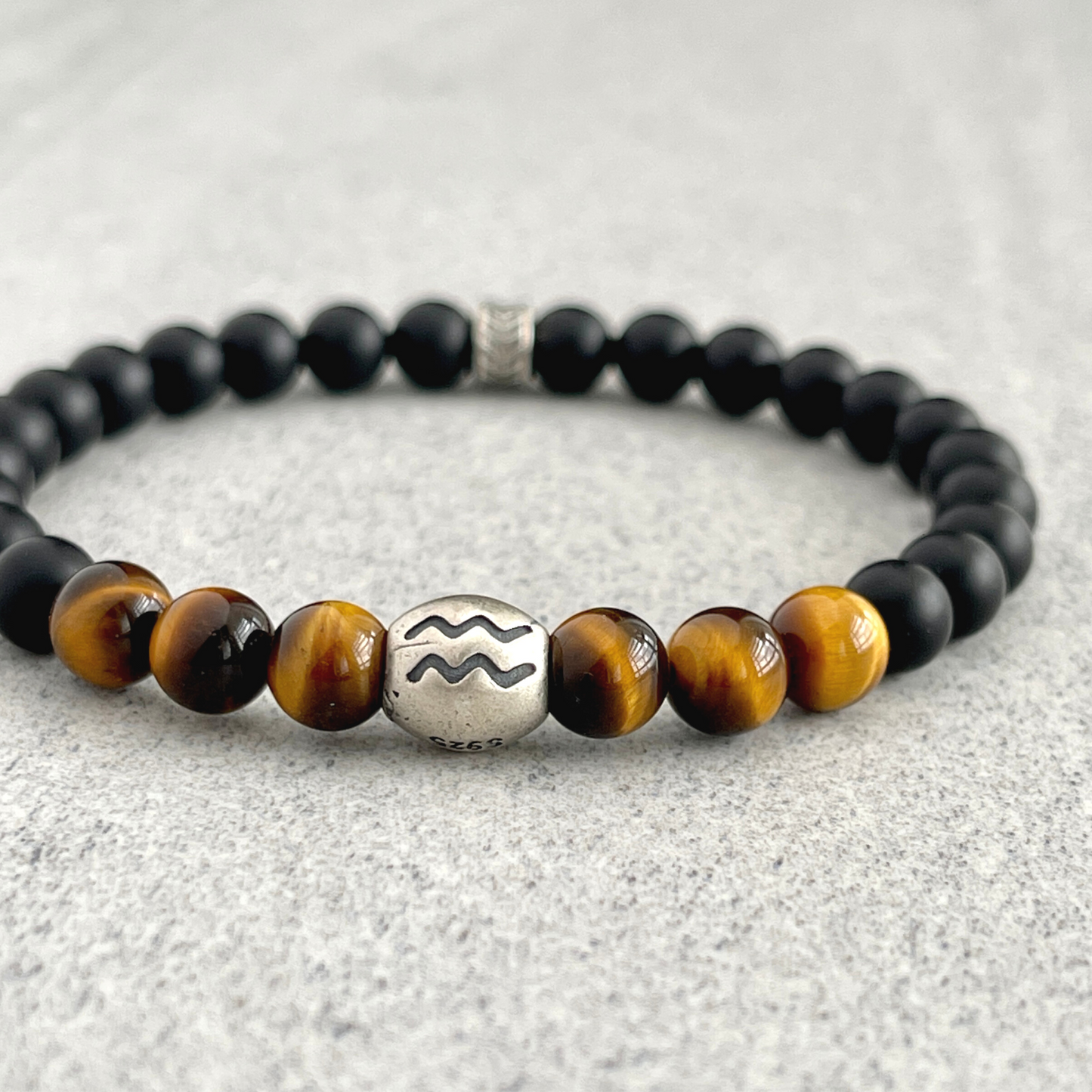 Matte Onyx & Yellow Tiger Eye Zodiac Bracelet