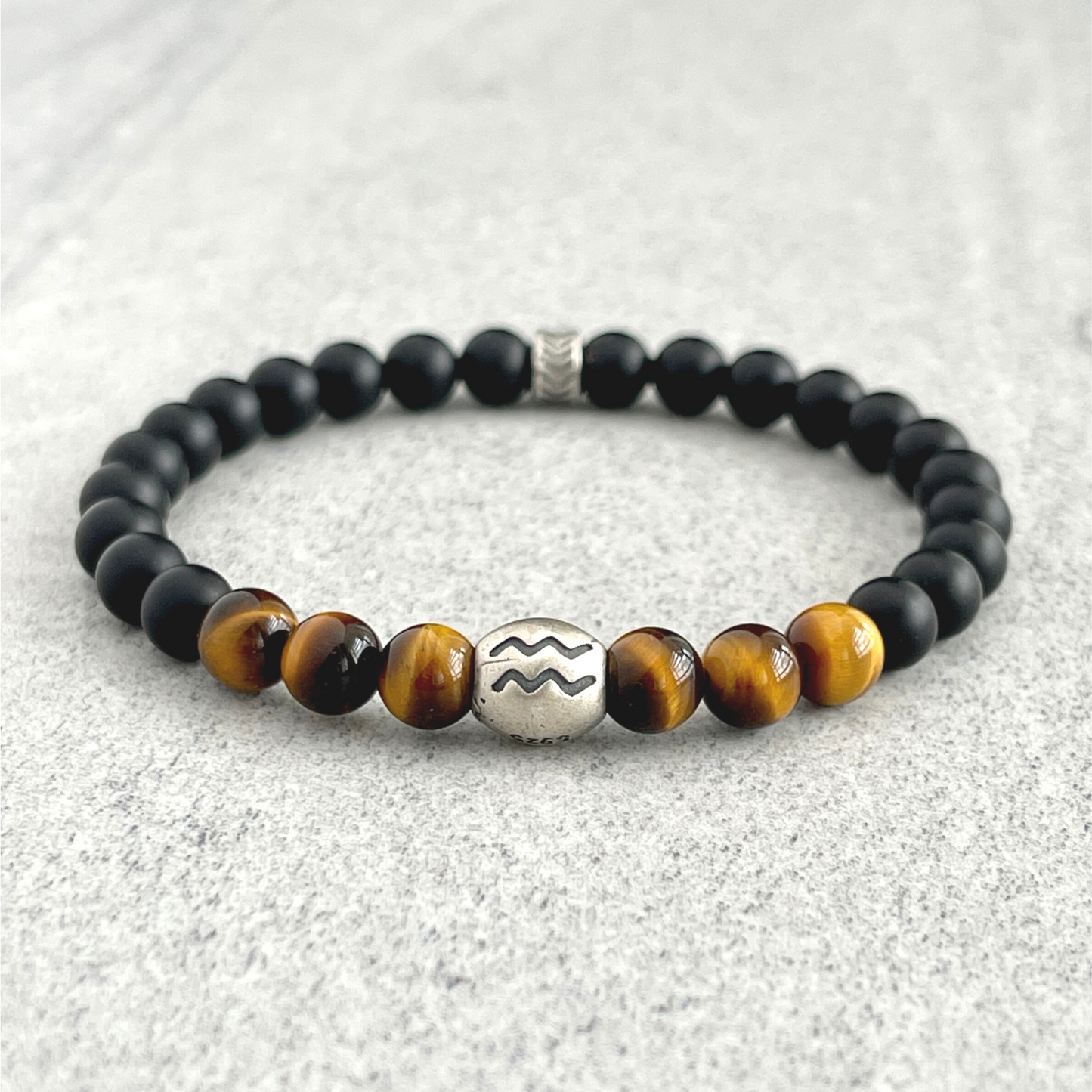 Matte Onyx & Yellow Tiger Eye Zodiac Bracelet